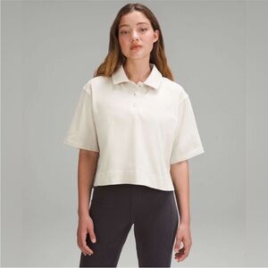 Lululemon Heavyweight Cotton Short-Sleeve Polo Shirt in Bone Size 8 preppy prep